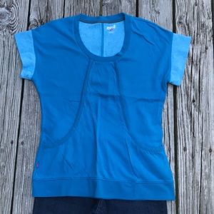 Retro RYKA Teal Knit Pocket Tunic Top Shirt XL 70’s Look